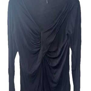Daisy Fuentes Black Ruched Blouse